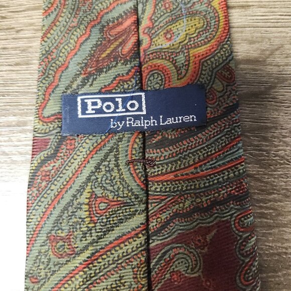 Polo Ralph Lauren Vintage Tie 100% Silk Made By Hand 70's Retro Paisley USA Made - Picture 2 of 5